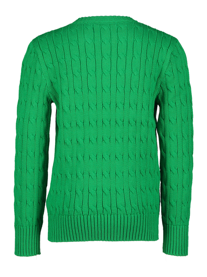Groene trui met kabel en geel merklogo Ralph Lauren