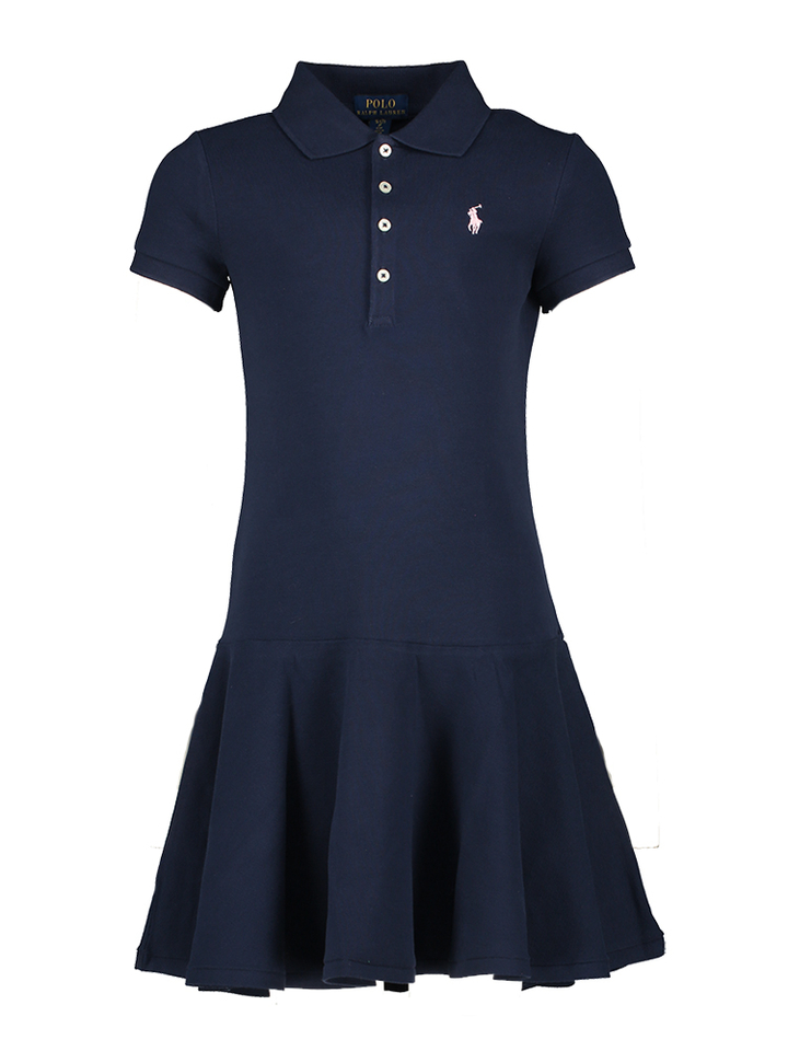 Donkerblauwe jurk met polo kraag Ralph Lauren