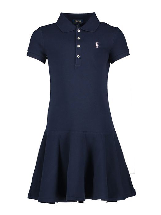 Donkerblauwe jurk met polo kraag Ralph Lauren