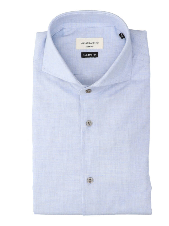 Lichtblauw katoenen hemd (regular fit) met lange mouwen Gentiluomo