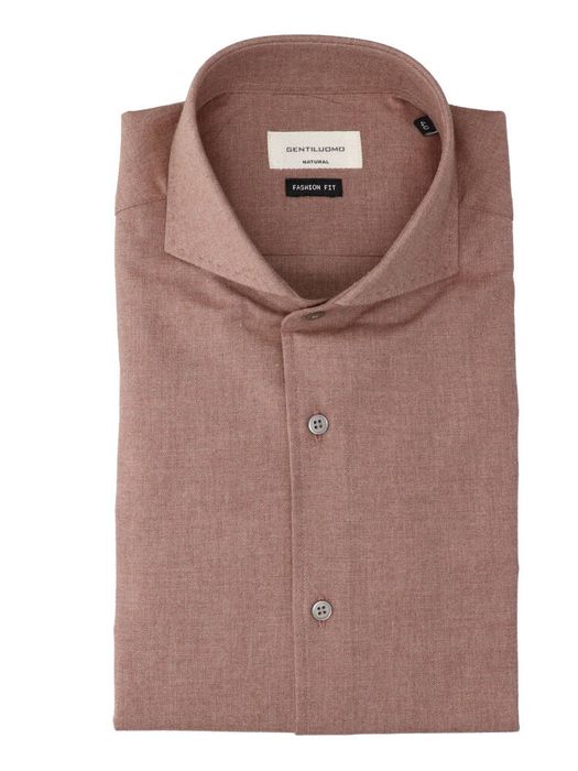 Bruin katoenen hemd (regular fit) met lange mouwen Gentiluomo