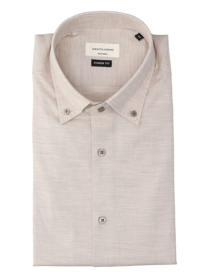 Tiber sand katoenen hemd (regular fit) met lange mouwen Gentiluomo