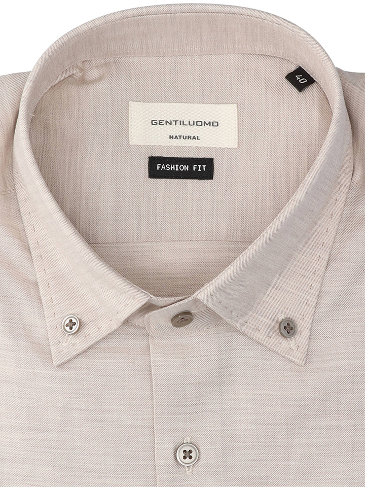 Tiber sand katoenen hemd (regular fit) met lange mouwen Gentiluomo