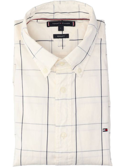 Wit katoenen hemed met ruitmotief (regular fit) Tommy Hilfiger