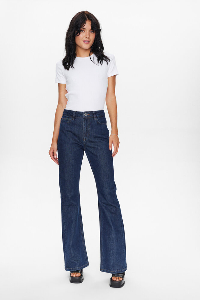 Donkerblauwe high rise bootcut jeans London Numph