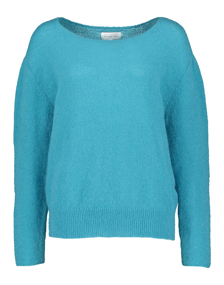 Ocean blauwe wollen trui Bikey Maison Anje