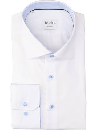 Fakts Wit katoenen hemd (regular fit) met lange mouwen