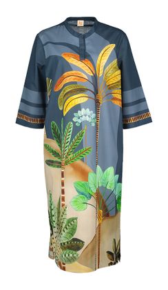 K&J Katoenen jurk met mao kraag en tropische print Hazel