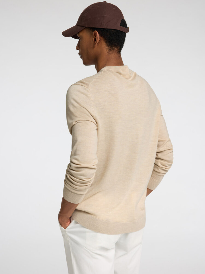 Oatmeal mel trui met ronde hals en lange mouwen Selected 