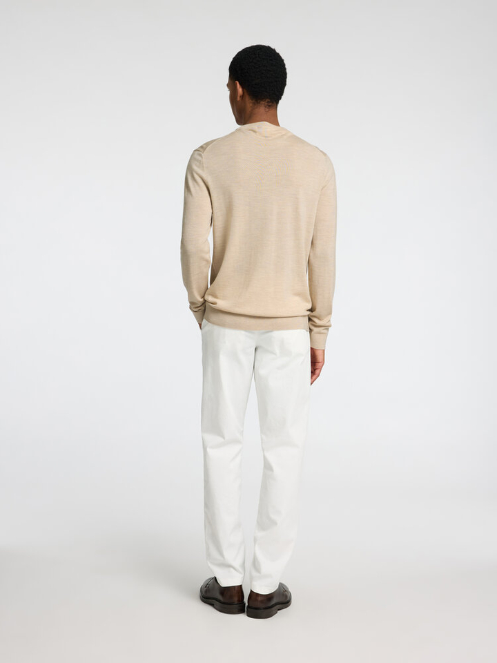 Oatmeal mel trui met ronde hals en lange mouwen Selected 