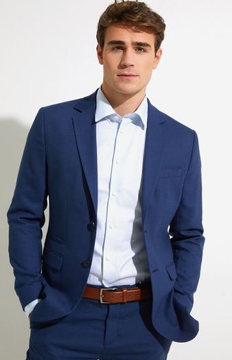 Blauw hemd met licht motief Selected 