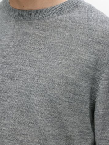 Grijze trui in Merino wol Selected