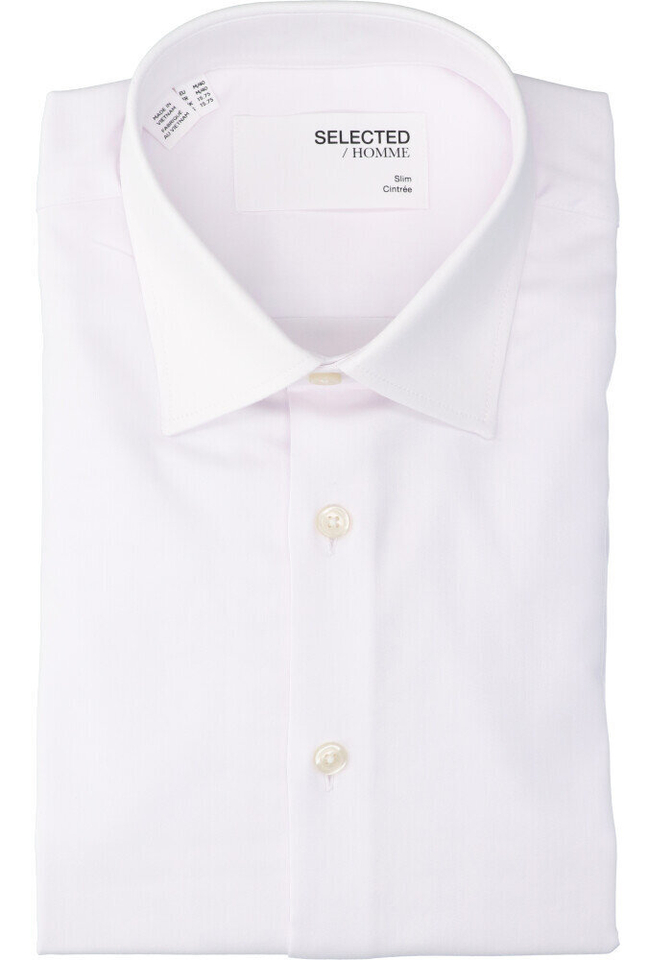 Bright white katoenen hemd ( slim fit) met lange mouwen Selected 