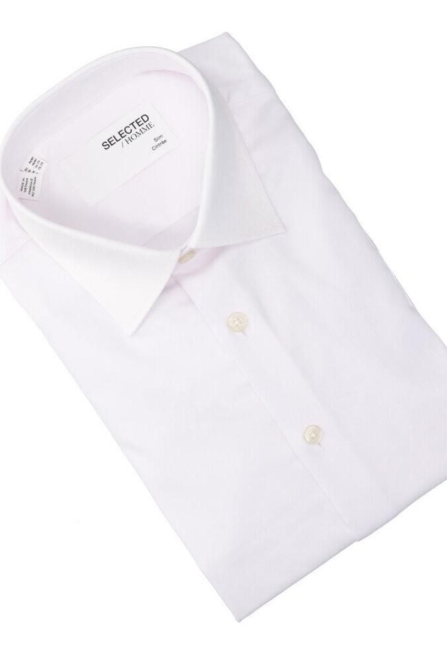 Bright white katoenen hemd ( slim fit) met lange mouwen Selected 
