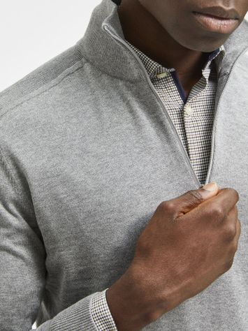Lichtgrijze katoenen pull met korte rits Selected