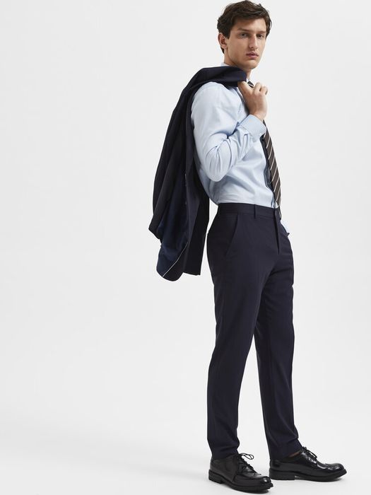 Donkerblauwe geklede broek Liam Selected