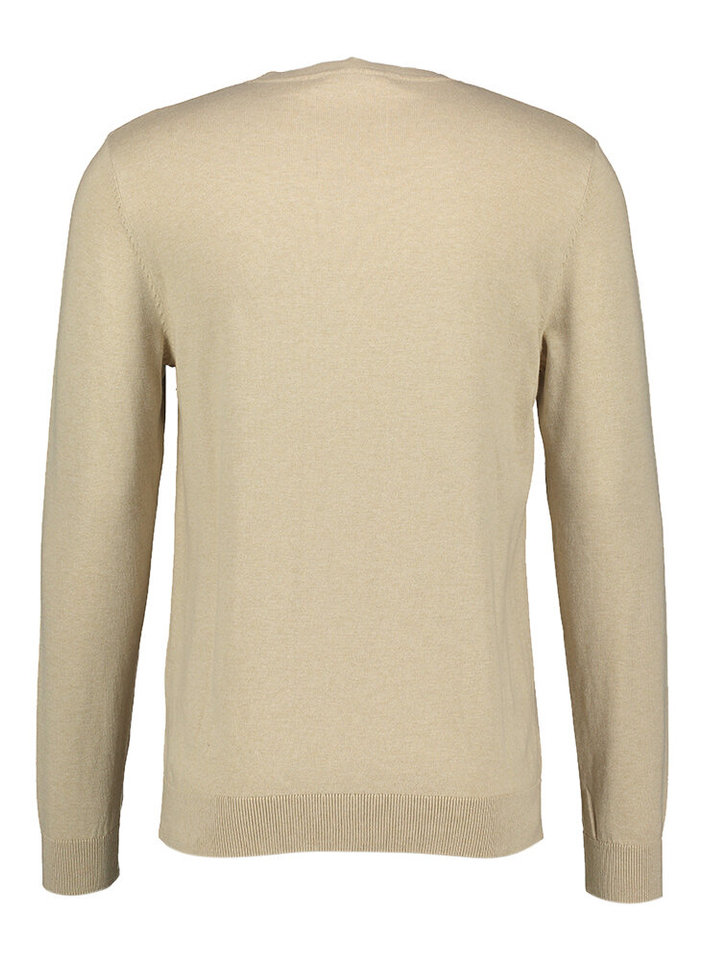 Zandkleurige katoenen pull met ronde hals Selected