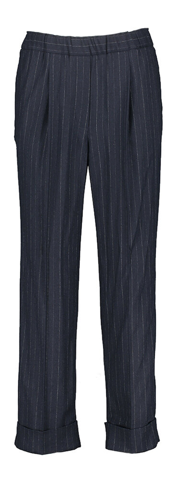 Midnight blauwe wollen gestreepte broek Zenggi