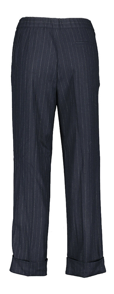 Midnight blauwe wollen gestreepte broek Zenggi