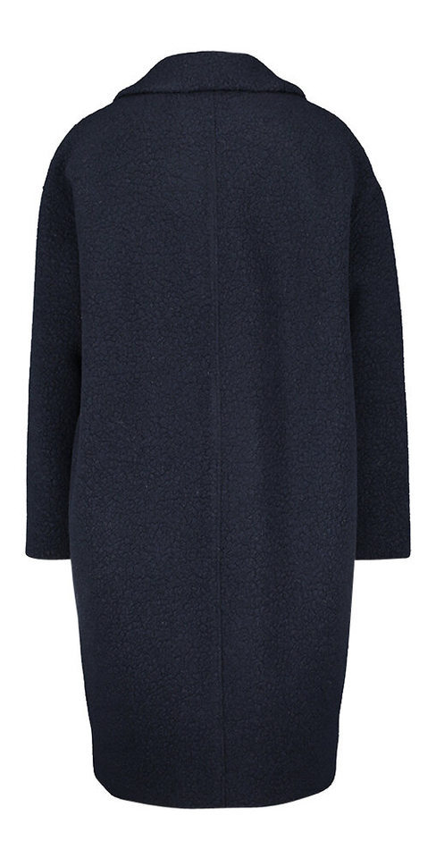 Donkerblauwe wollen mantel met structuur Harris Wharf London