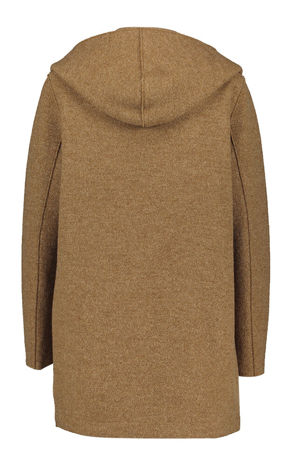 Camel mantel met kap Harris Wharf London 