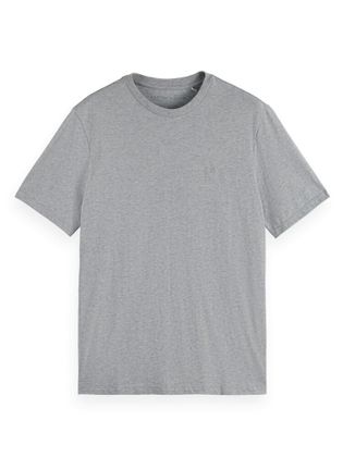 Scotch & Soda Lichtgrijze katoenen t-shirt met ronde hals