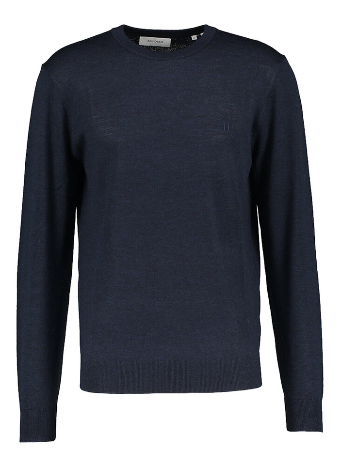 Donkerblauwe wollen pull met ronde hals Les Deux