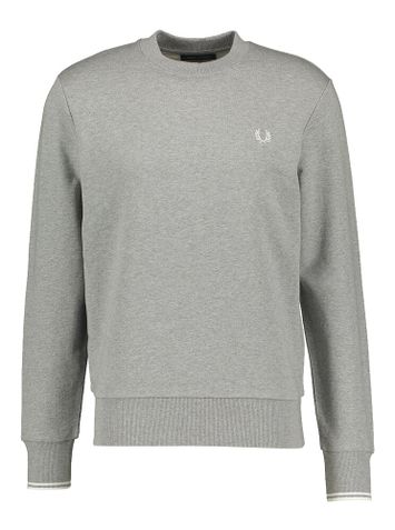 Grijze sweater met wit merklogo Fred Perry 