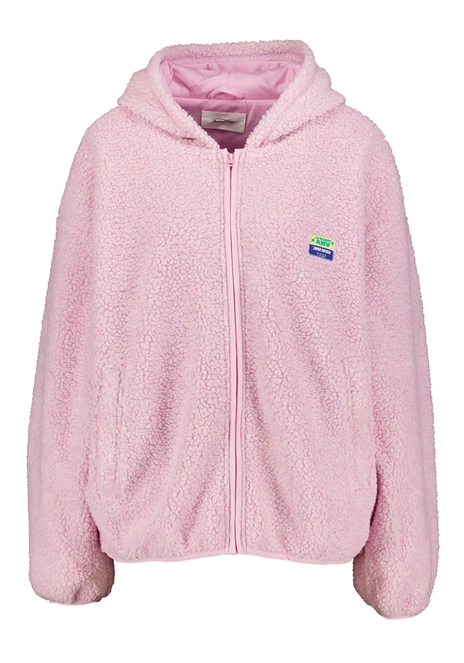 Roze teddy gilet met kap American Vintage