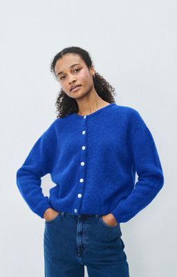 Kobalt blauwe cardigan met alpaca Vito American Vintage