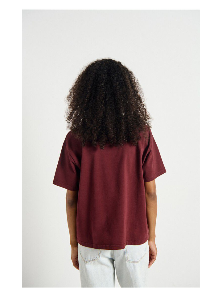 Bordeaux katoenen t-shirt met ronde hals Fiz American Vintage