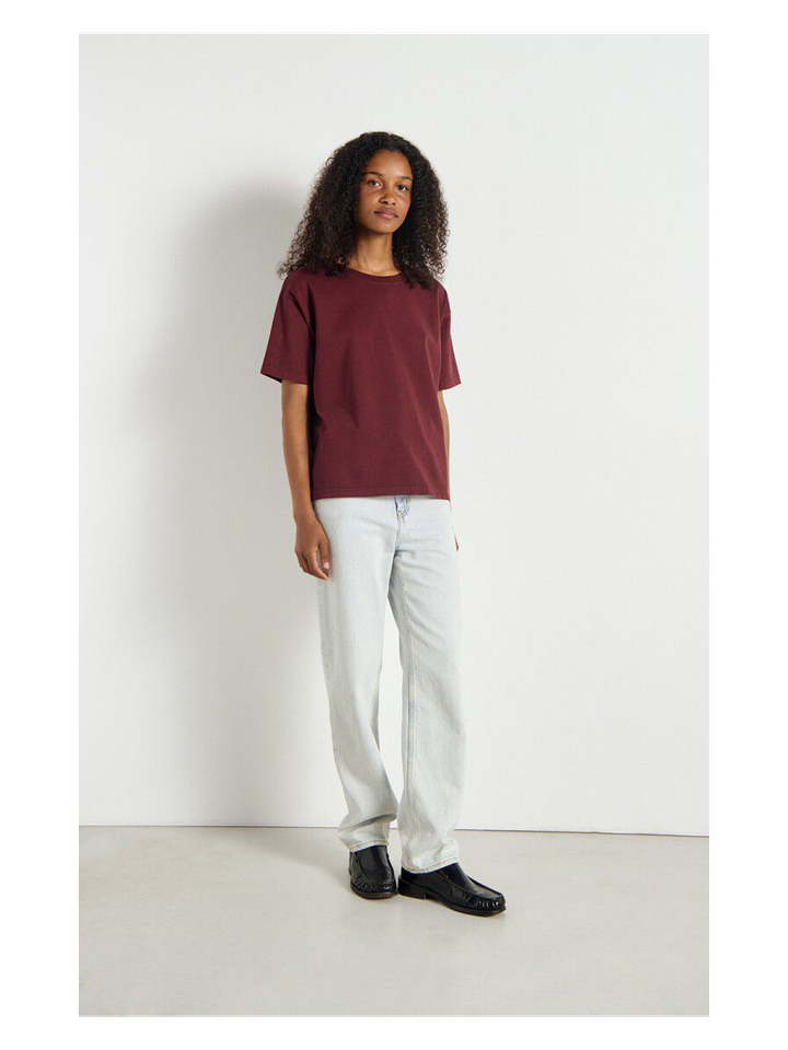 Bordeaux katoenen t-shirt met ronde hals Fiz American Vintage