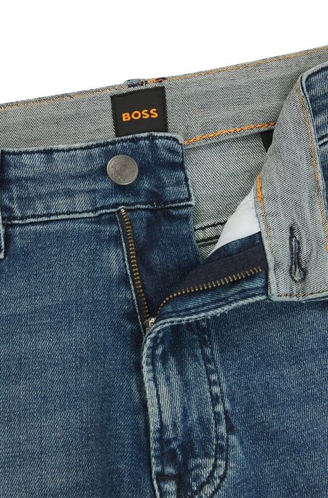 Blauwe tapered slim fit jeans Hugo Boss