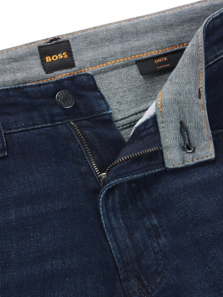 Donkerblauwe slim tapered jeans Hugo Boss