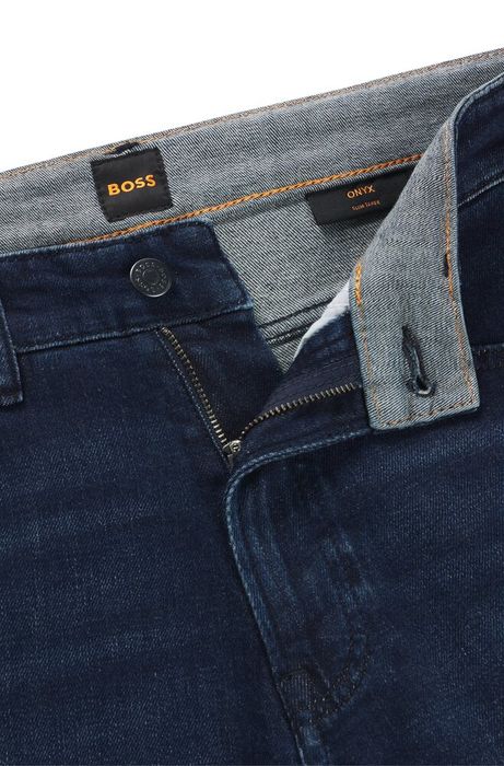 Donkerblauwe slim tapered jeans Hugo Boss