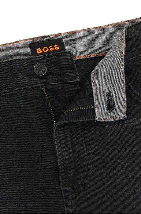 Zwarte tapered slim fit jeans Hugo Boss