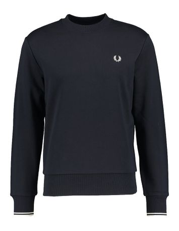 Donkerblauwe sweater met ronde hals Fred Perry
