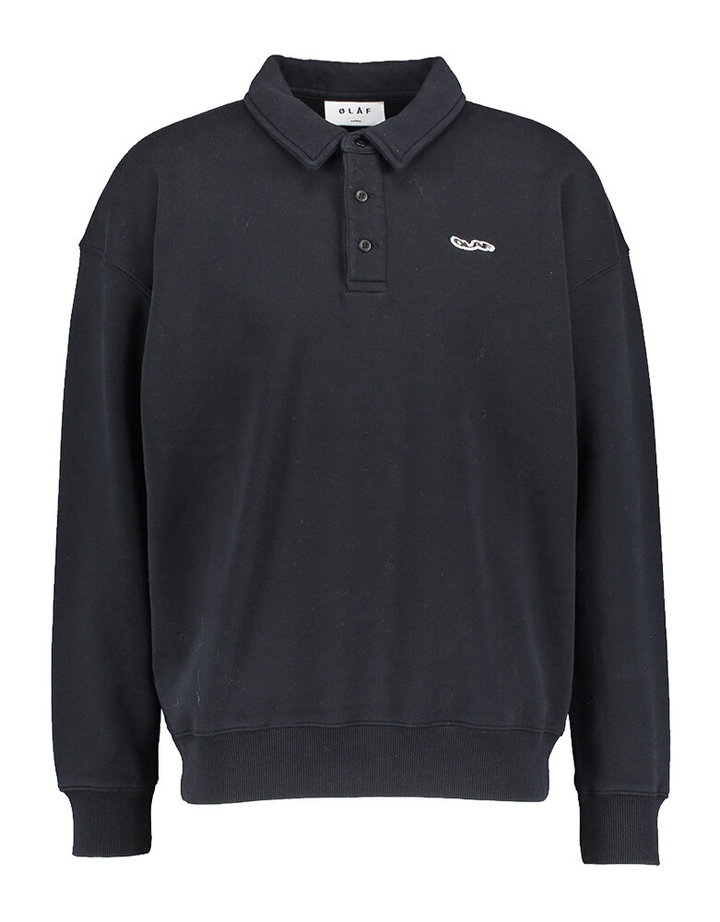 Zwarte sweater met lange mouwen en merklogo Olaf