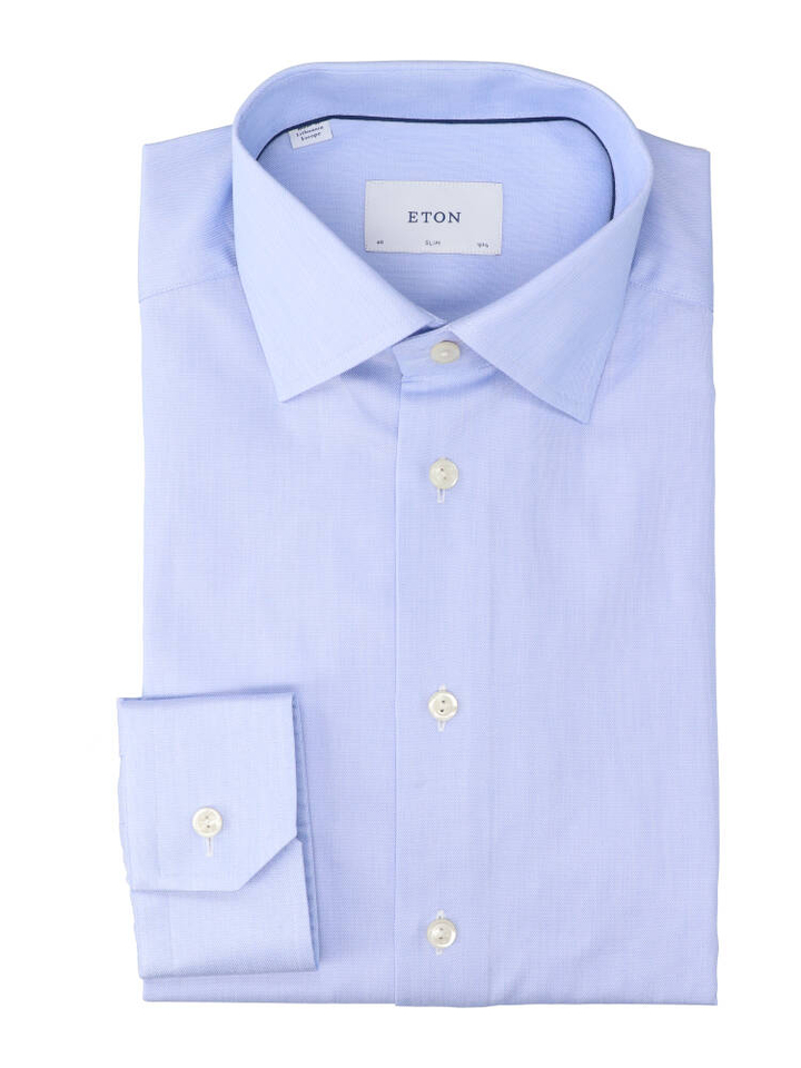 Lichtblauw katoenen hemd (slim fit) met lange mouwen Eton