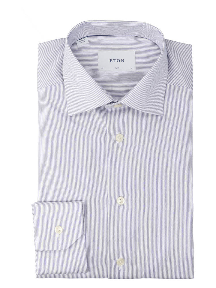 Fine striped katoenen hemd (slim fit) met lange mouwen Eton