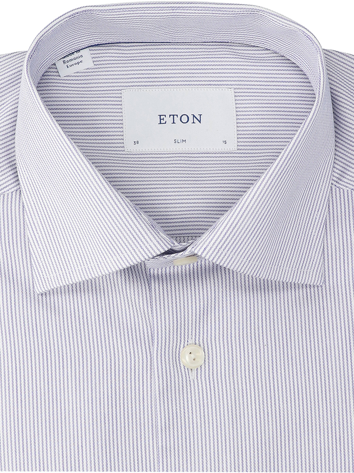 Fine striped katoenen hemd (slim fit) met lange mouwen Eton
