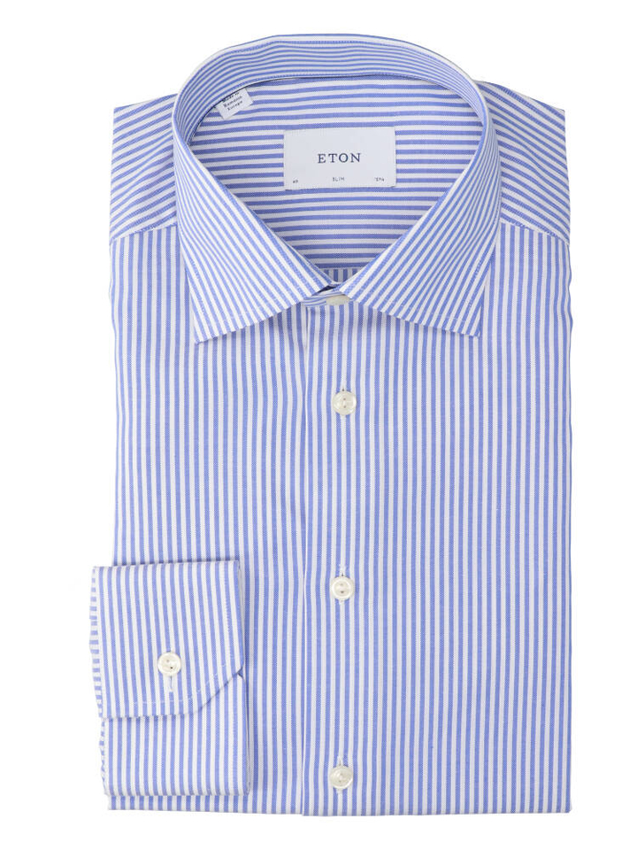 Wit katoenen hemd (slim fit) met strepen en lange mouwen Eton