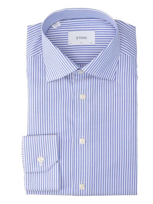 Wit katoenen hemd (slim fit) met strepen en lange mouwen Eton