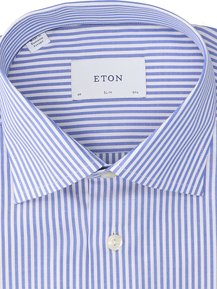 Wit katoenen hemd (slim fit) met strepen en lange mouwen Eton