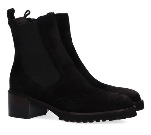 Zwarte bottines in nubuck met blokhak Triver Flight