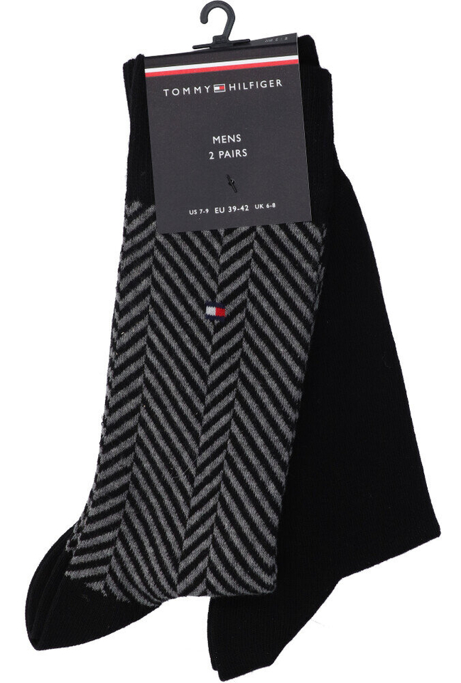 Zwarte kousen met visgraat duo pack Tommy Hilfiger 
