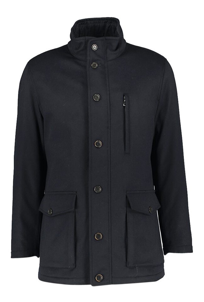 Donkerblauwe wollen mantel Lodenfrey