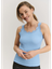 Lichtblauwe top in ribbel met kant Rosemunde 