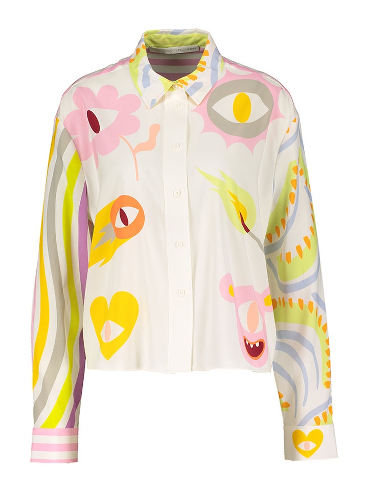 Witte blouse met kleurrijke print Herzen's