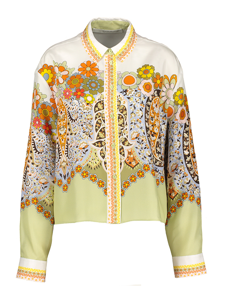 Witte zijden blouse met bloemenprint Herzen's